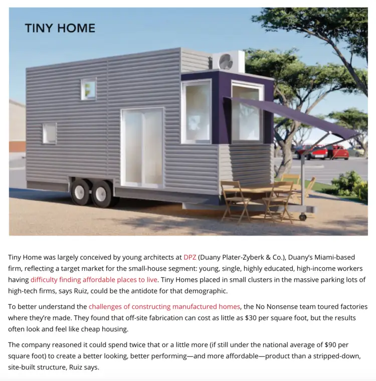 Screenshot of tiny home from news site.